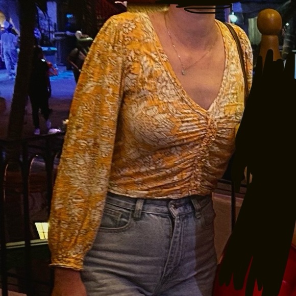 Free people say the word blouse in orange | size small - Picture 5 of 5